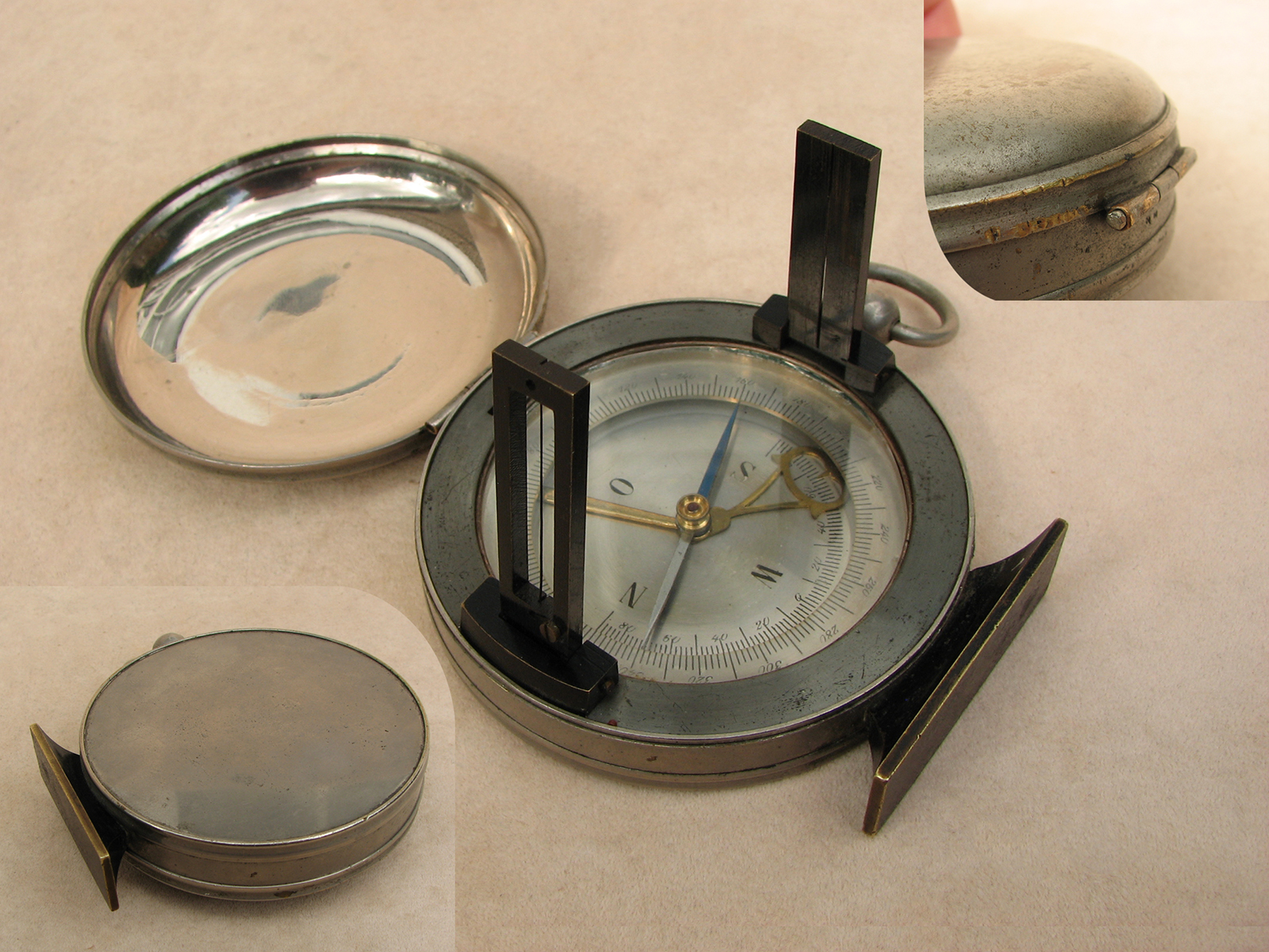 Early 20th century full hunter cased pocket compass & clinometer